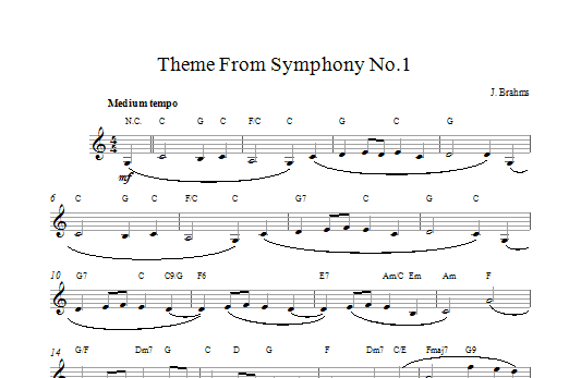 Theme Symphony No1 (Lead Sheet / Fake Book) von Johannes Brahms