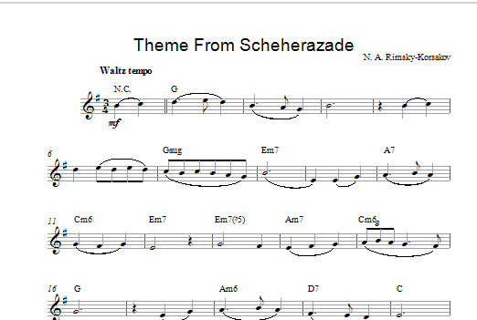 Scheherezade Theme (Lead Sheet / Fake Book) von Nikolay Rimsky-Korsakov