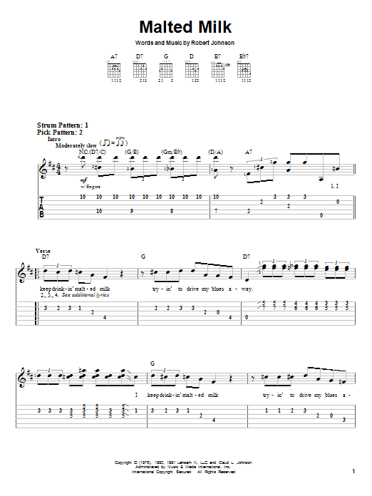 Malted Milk (Easy Guitar Tab) von Robert Johnson