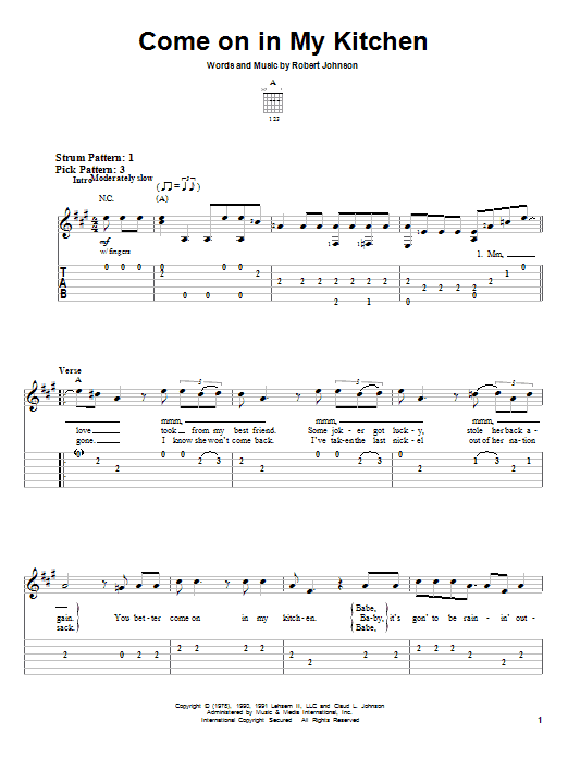 Come On In My Kitchen (Easy Guitar Tab) von Robert Johnson