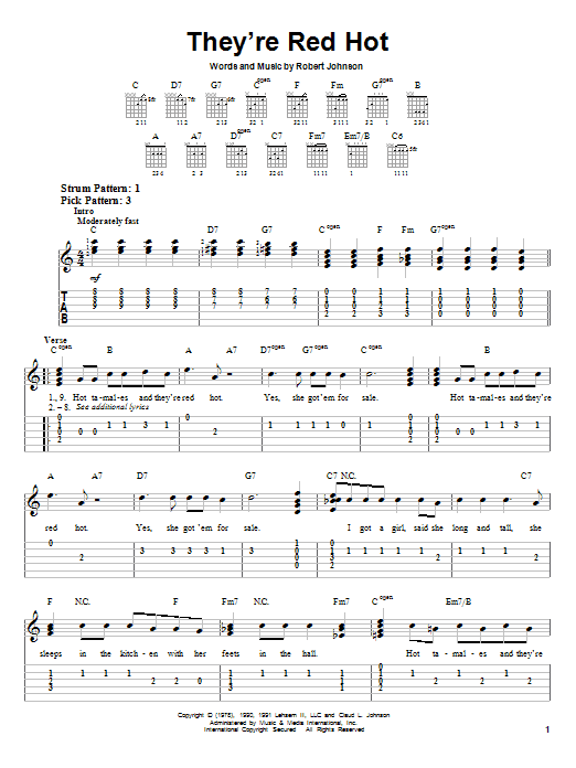 They're Red Hot (Easy Guitar Tab) von Robert Johnson