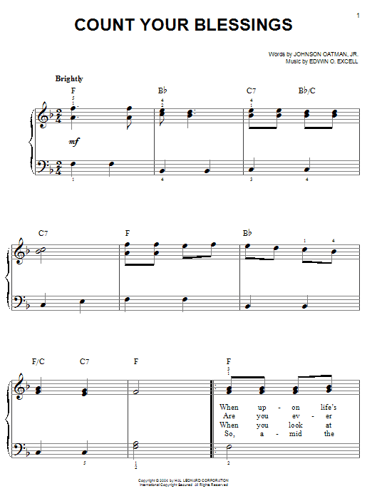 Count Your Blessings (Easy Piano) von Edwin O. Excell