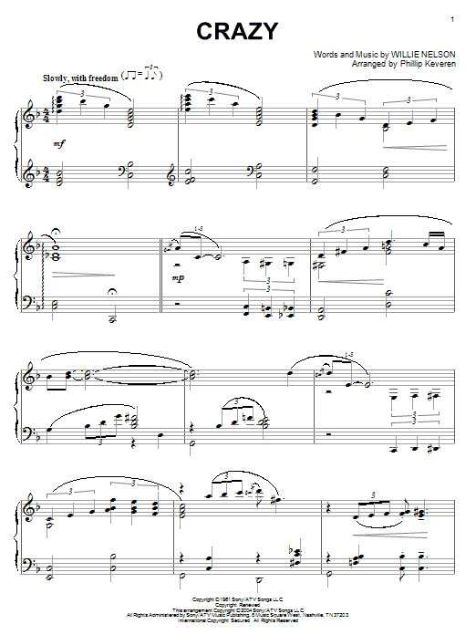 Crazy (arr. Phillip Keveren) (Piano Solo) von Willie Nelson