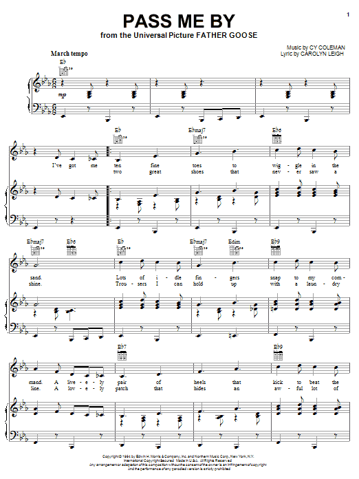 Pass Me By (Piano, Vocal & Guitar Chords (Right-Hand Melody)) von Cy Coleman