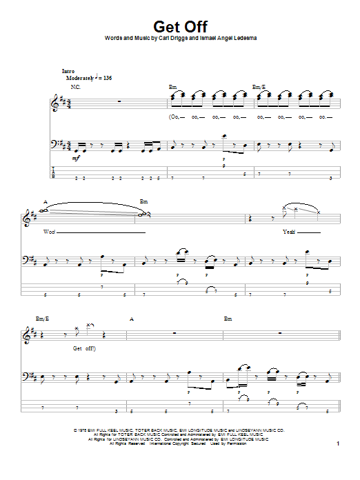 Get Off (Bass Guitar Tab) von Foxy