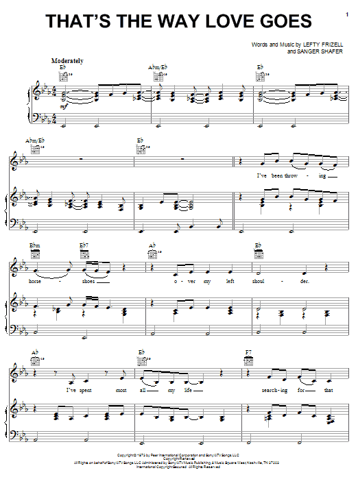 That's The Way Love Goes (Piano, Vocal & Guitar Chords (Right-Hand Melody)) von Lefty Frizell