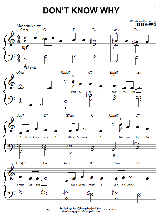 Don't Know Why (Big Note Piano) von Norah Jones