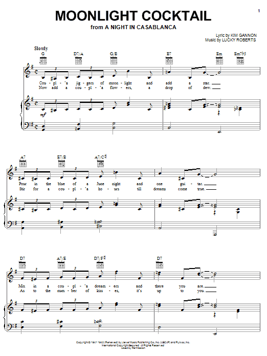 Moonlight Cocktail (Piano, Vocal & Guitar Chords (Right-Hand Melody)) von Glenn Miller