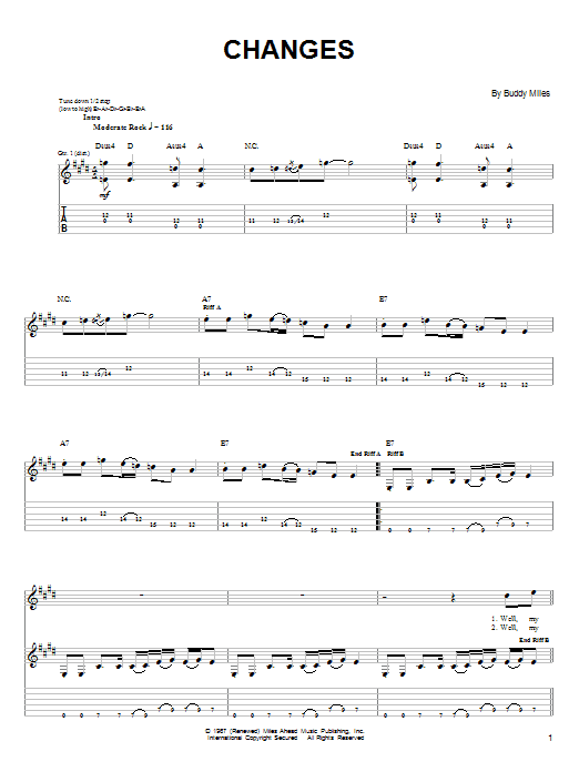 Changes (Easy Guitar) von Jimi Hendrix