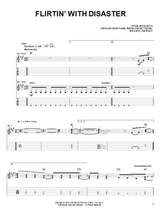 Flirtin' With Disaster (Easy Guitar Tab) von Molly Hatchet