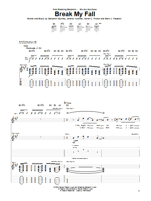 Break My Fall (Guitar Tab) von Breaking Benjamin