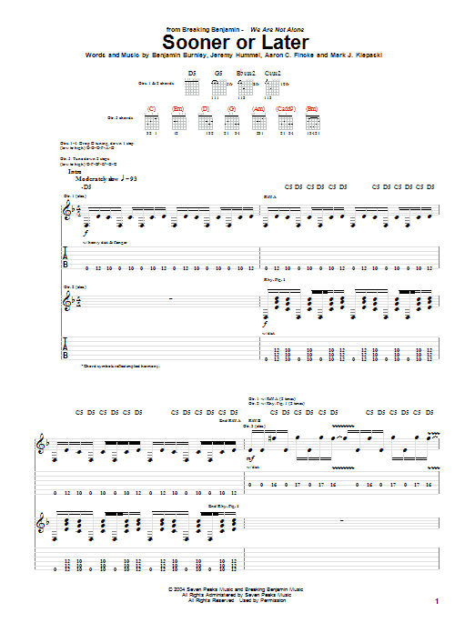 Sooner Or Later (Guitar Tab) von Breaking Benjamin