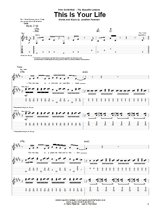 This Is Your Life (Guitar Tab) von Switchfoot