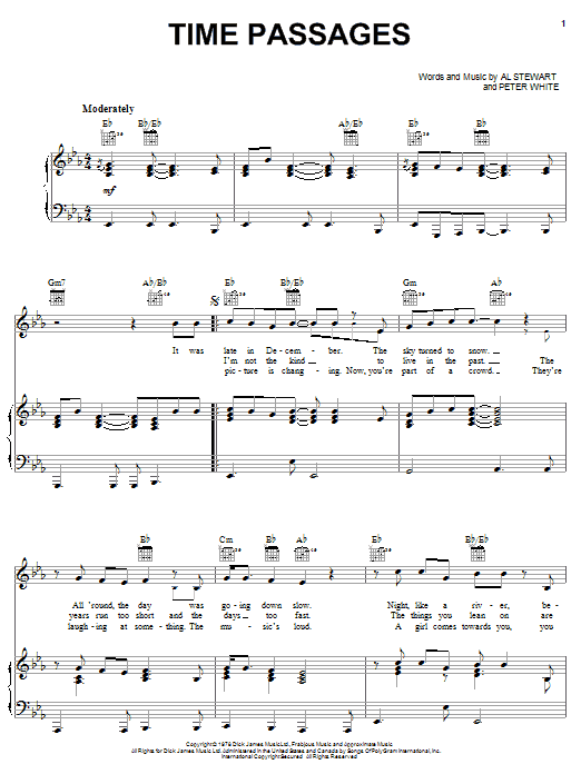 Time Passages (Piano, Vocal & Guitar Chords (Right-Hand Melody)) von Al Stewart