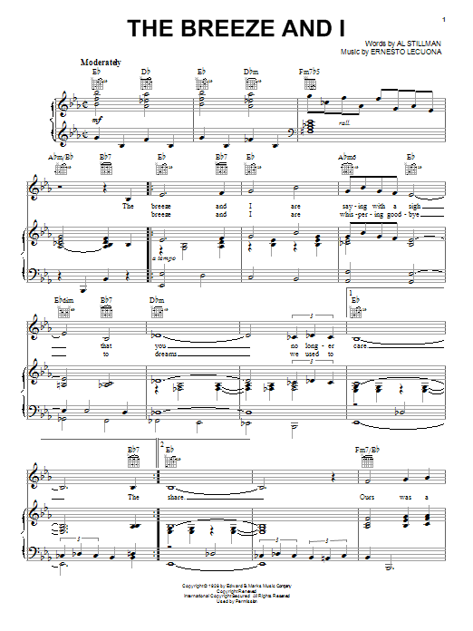 The Breeze And I (Piano, Vocal & Guitar Chords (Right-Hand Melody)) von Ernesto Lecuona