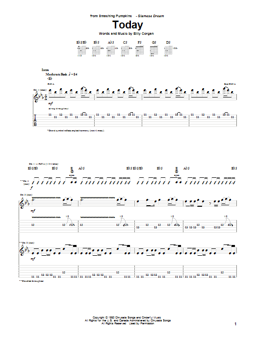 Today (Guitar Tab) von The Smashing Pumpkins