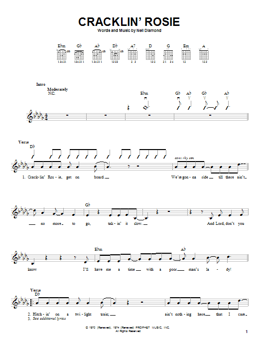 Cracklin' Rosie (Easy Guitar) von Neil Diamond