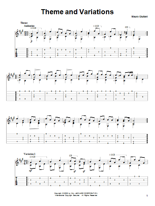 Theme And Variations (Solo Guitar) von Mauro Giuliani