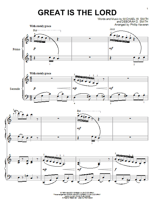 Great Is The Lord (arr. Phillip Keveren) (Piano Duet) von Michael W. Smith