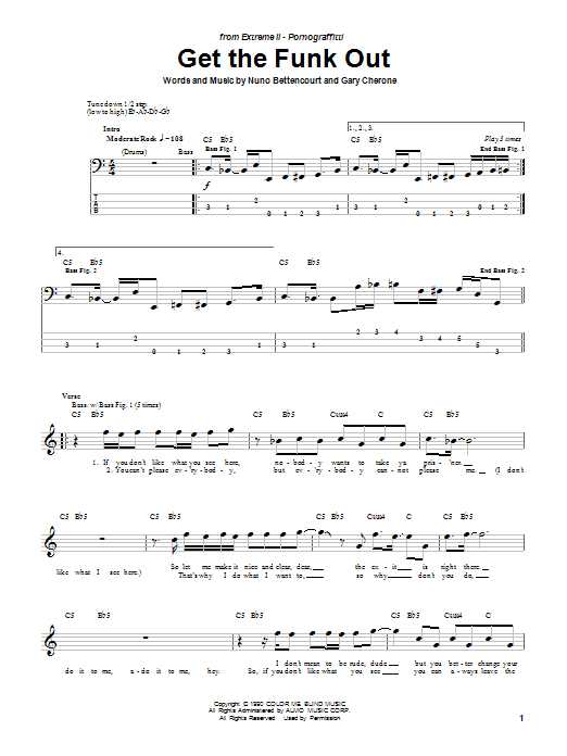 Get The Funk Out (Bass Guitar Tab) von Extreme