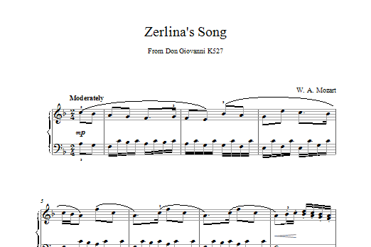 Zerlina's Song From Don Giovanni K527 (Piano Solo) von Wolfgang Amadeus Mozart