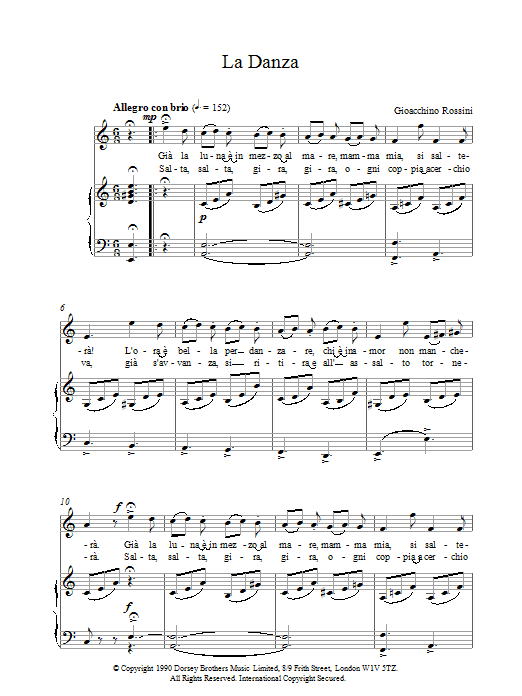 LaDanza (Piano, Vocal & Guitar Chords) von Gioacchino Rossini
