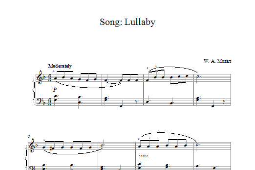 Song: Lullaby (Piano Solo) von Wolfgang Amadeus Mozart