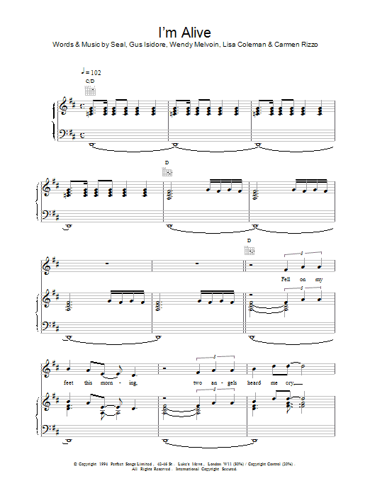 I'm Alive (Piano, Vocal & Guitar Chords) von Seal