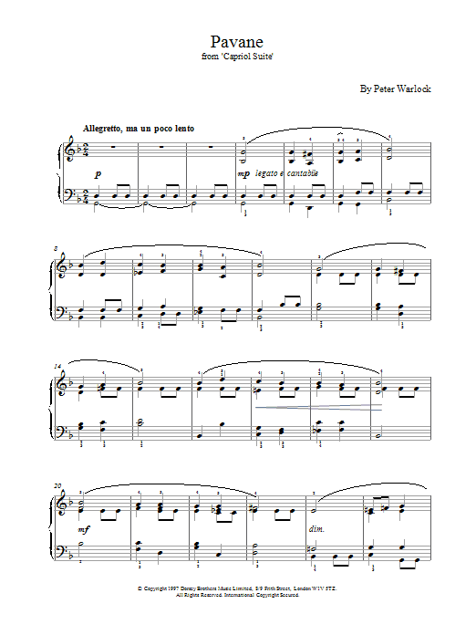Pavane (Piano Solo) von Peter Warlock
