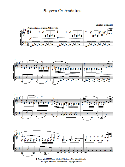Playera Or Andaluza (Piano Solo) von Enrique Granados