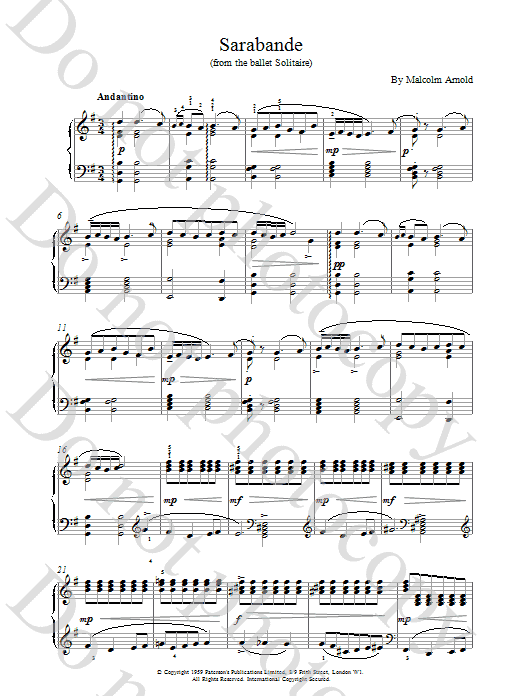 SarabandeFromSolitaire (Piano Solo) von M Arnold