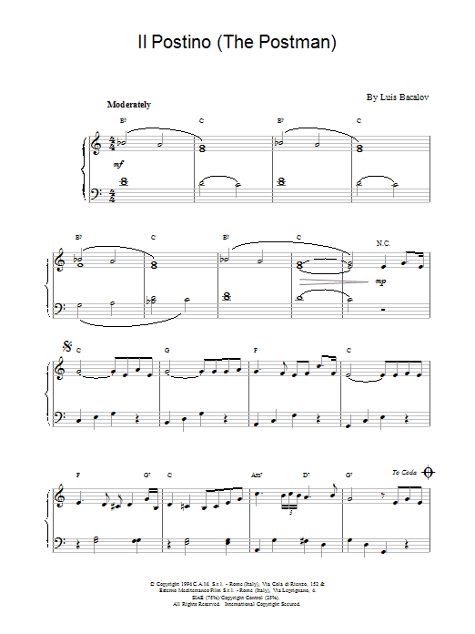 Il Postino (Piano Solo) von Luis Bacalov