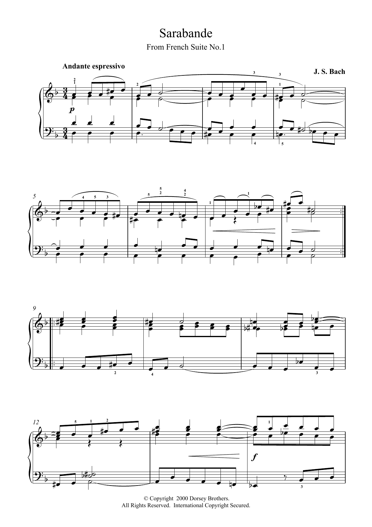 Sarabande From Cello Suite in E Flat (Piano Solo) von Johann Sebastian Bach