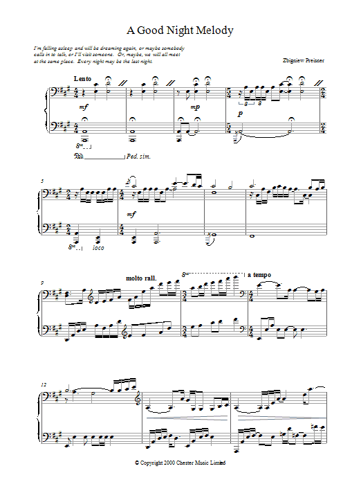 A Good Night Melody (Piano Solo) von Zbigniew Preisner