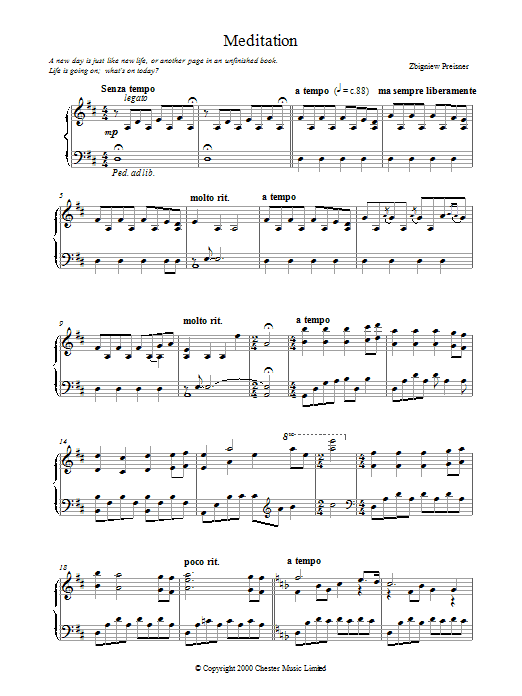 Meditation (Piano Solo) von Zbigniew Preisner