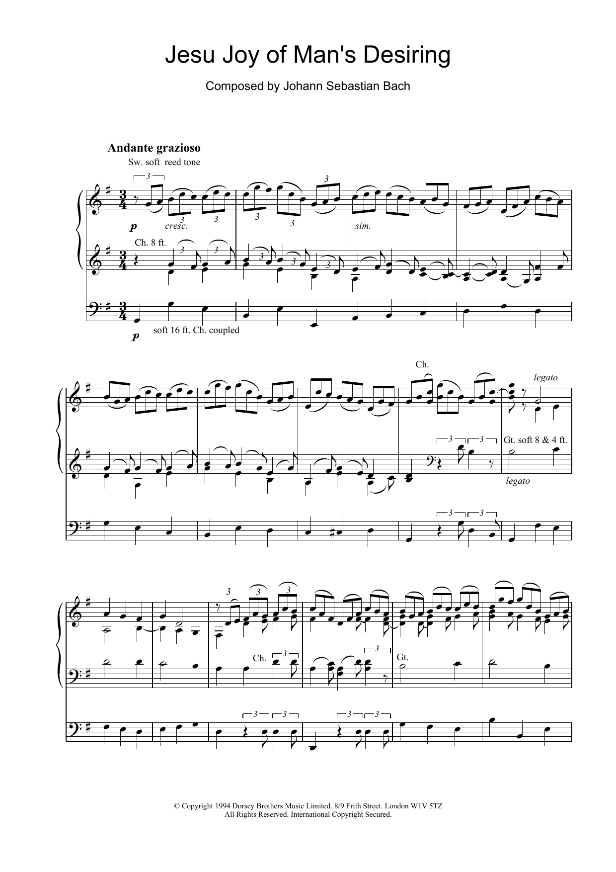 Jesu, Joy Of Man's Desiring (from Cantata 147) (Organ) von Johann Sebastian Bach