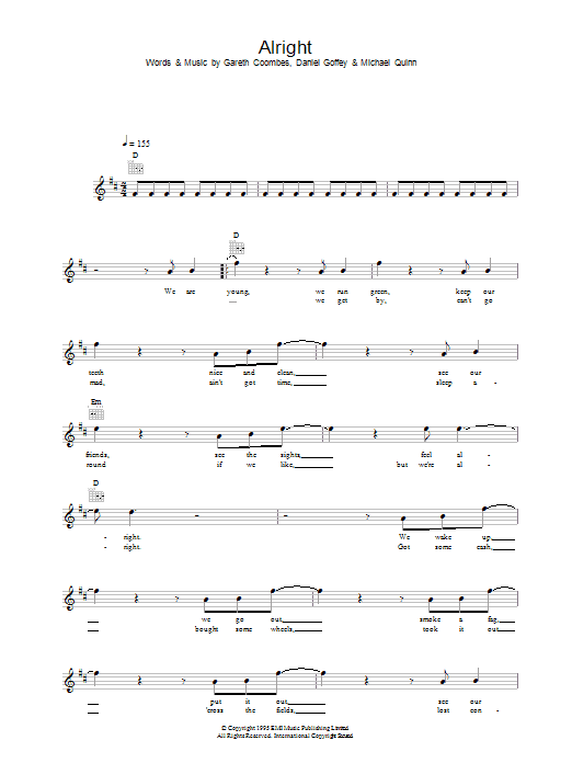 Alright (Lead Sheet / Fake Book) von Supergrass