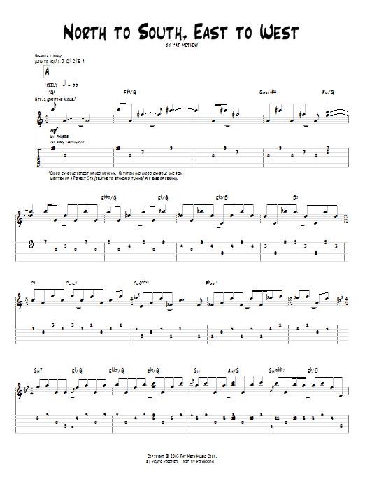 North To South, East To West (Guitar Tab) von Pat Metheny