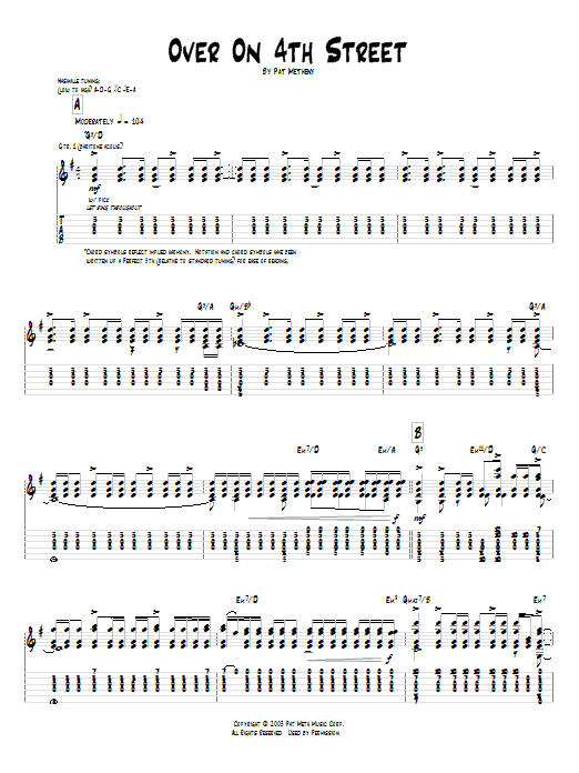 Over On 4th Street (Guitar Tab) von Pat Metheny