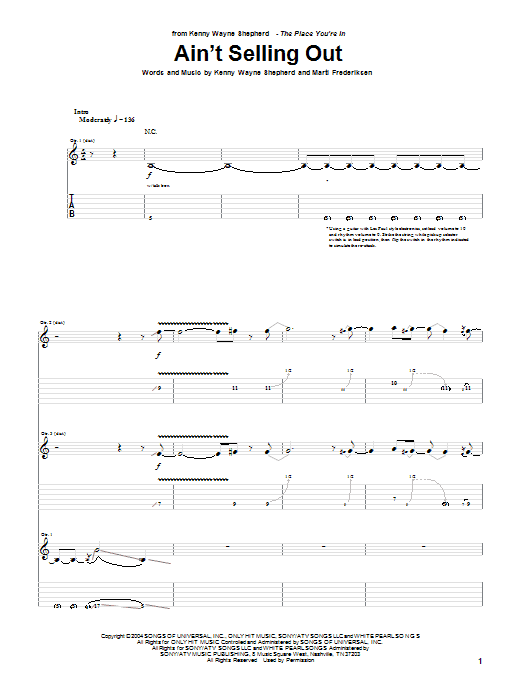 Ain't Selling Out (Guitar Tab) von Kenny Wayne Shepherd