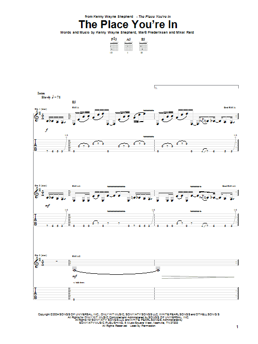 The Place You're In (Guitar Tab) von Kenny Wayne Shepherd