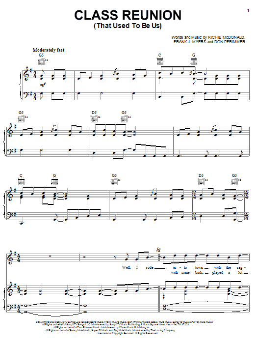 Class Reunion (That Used To Be Us) (Piano, Vocal & Guitar Chords (Right-Hand Melody)) von Lonestar