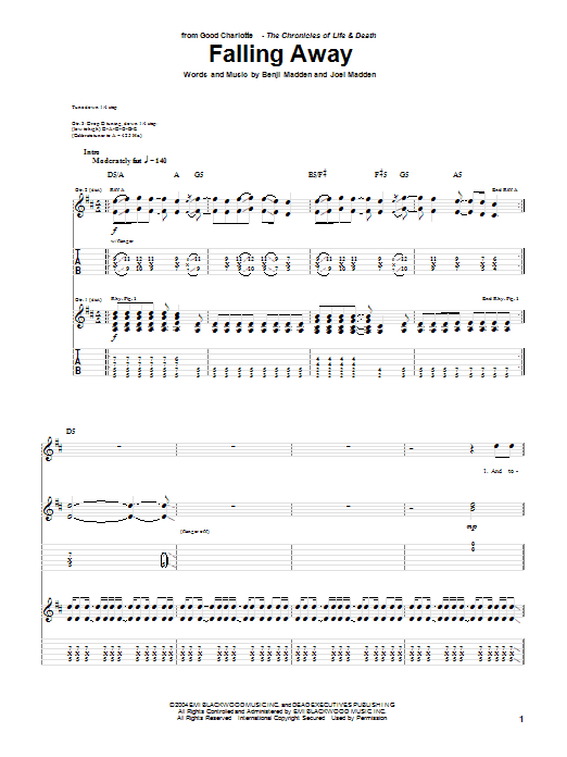 Falling Away (Guitar Tab) von Good Charlotte