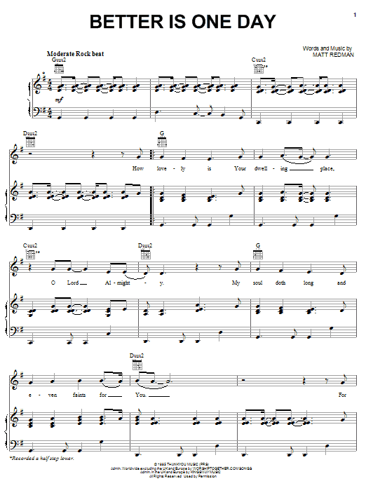 Better Is One Day (Piano, Vocal & Guitar Chords (Right-Hand Melody)) von Kutless