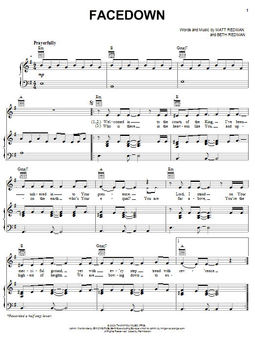 Facedown (Piano, Vocal & Guitar Chords (Right-Hand Melody)) von Matt Redman