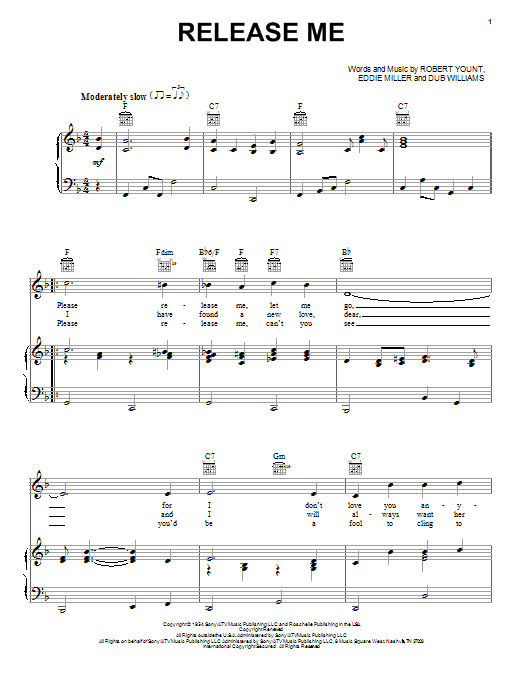 Release Me (Piano, Vocal & Guitar Chords (Right-Hand Melody)) von Engelbert Humperdinck
