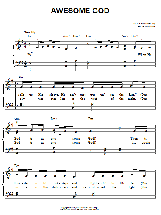 Awesome God (Easy Piano) von Rich Mullins