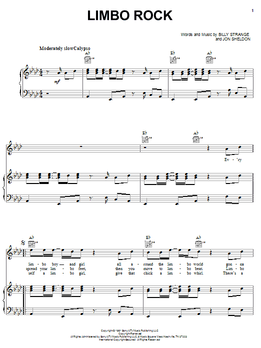 Limbo Rock (Piano, Vocal & Guitar Chords (Right-Hand Melody)) von Chubby Checker