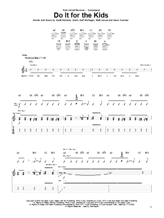 Do It For The Kids (Guitar Tab) von Velvet Revolver