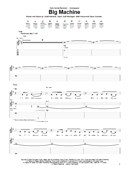 Big Machine (Guitar Tab) von Velvet Revolver